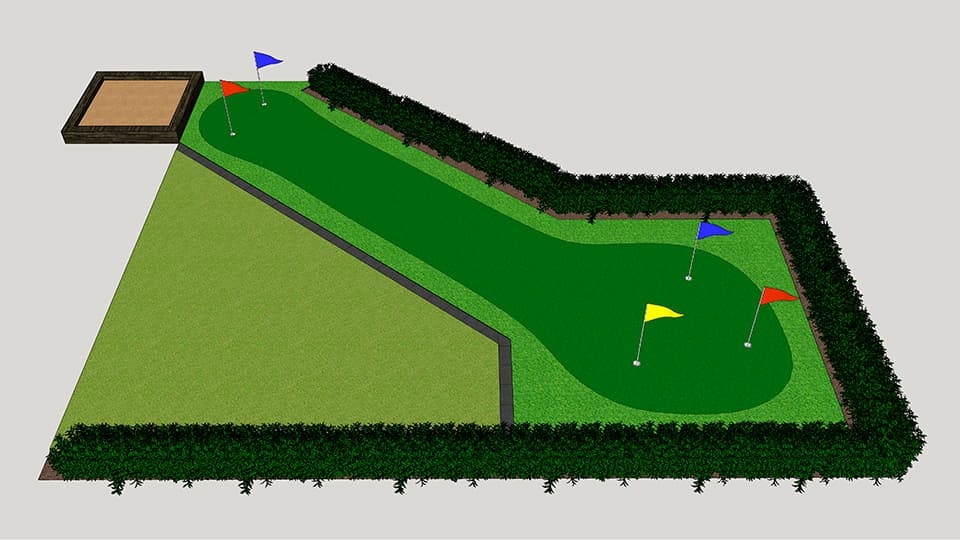 Putting green i privat have med kunstgræs
