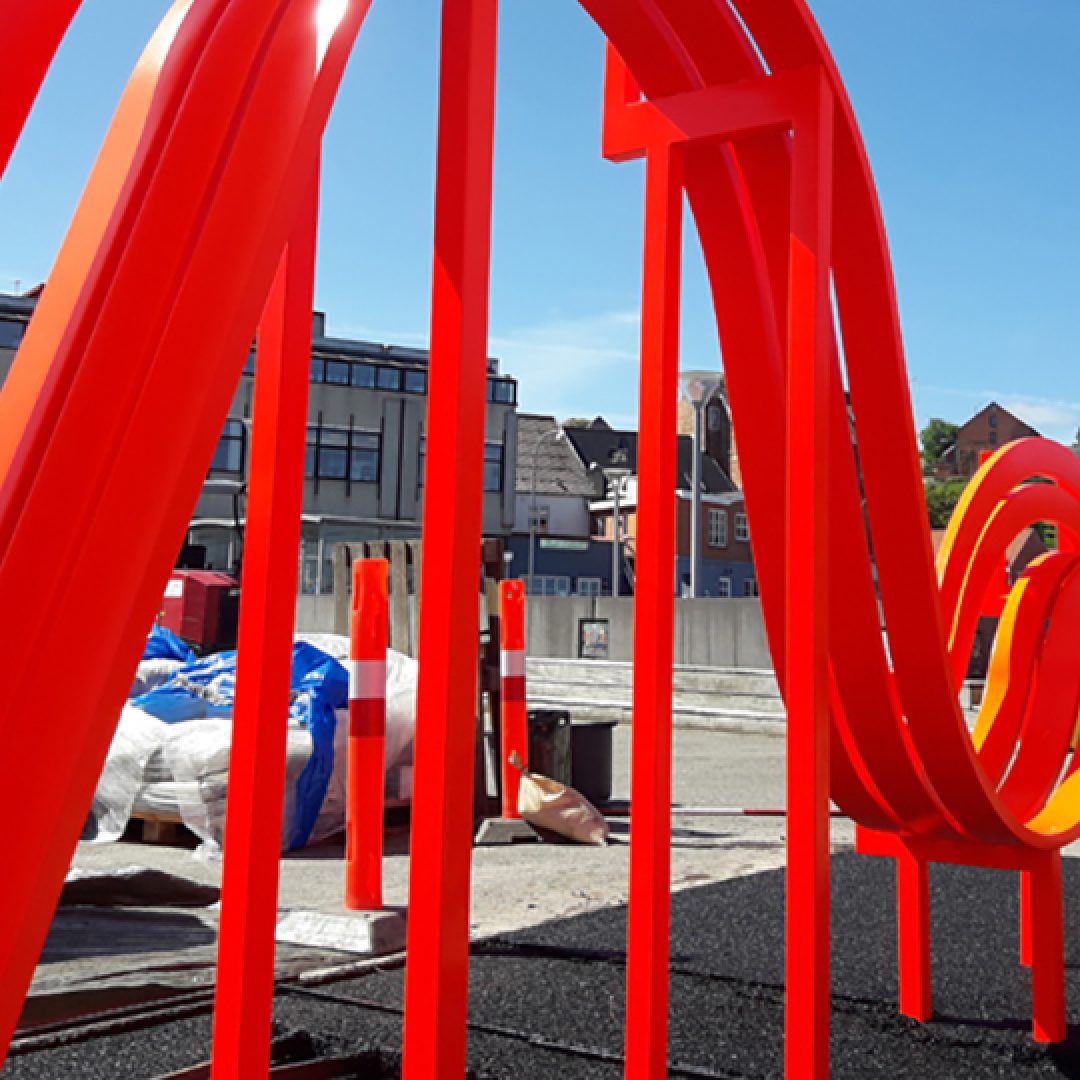 Område med gummibelægning på havnen