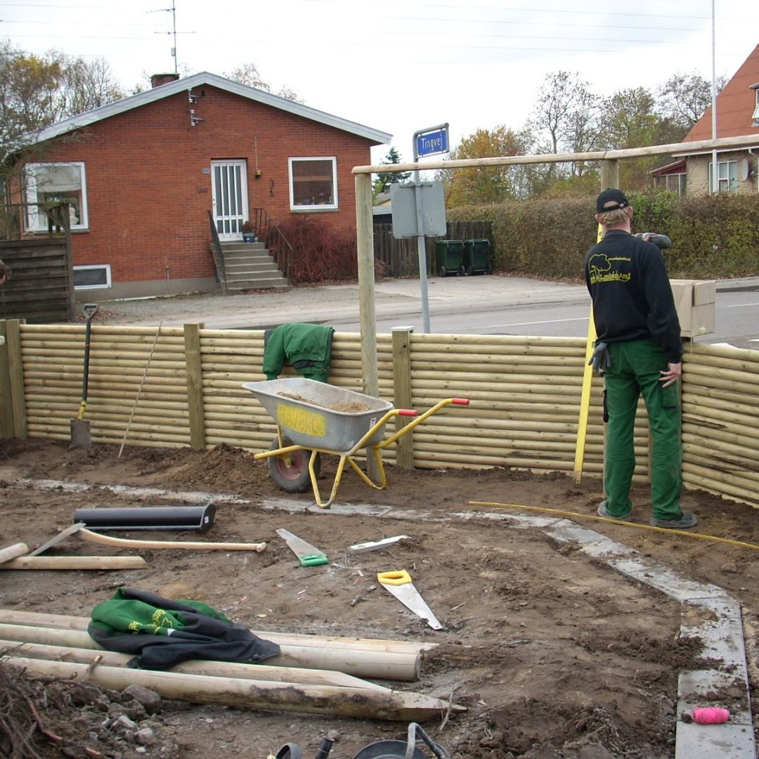Færdigt haveanlæg med espalier og beplantning