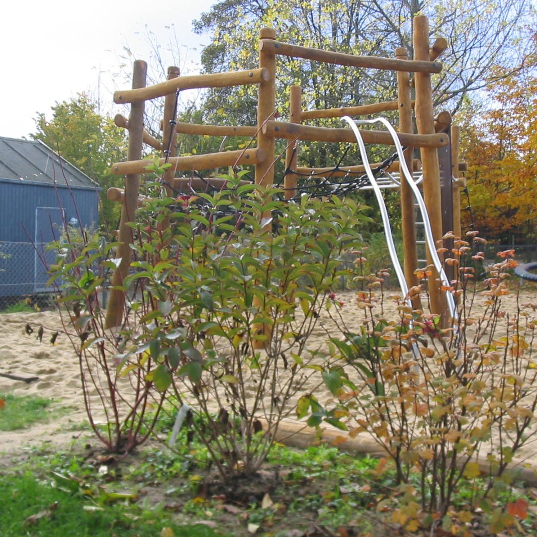 Beplantning omkring legepladsen