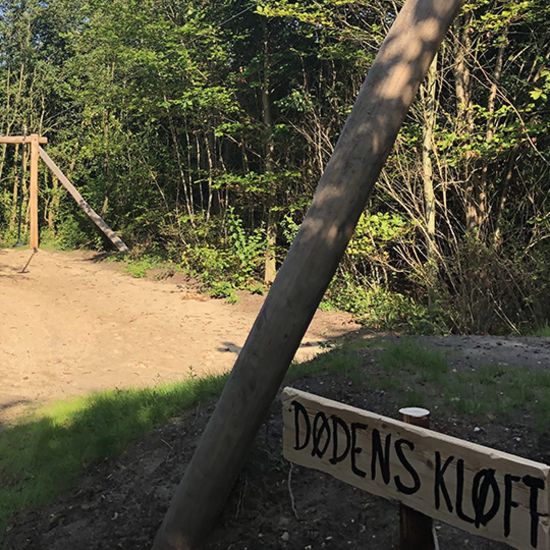 Hængebro i landsbyparkens skov