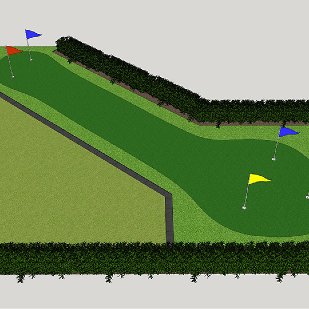 Putting green i privat have med kunstgræs